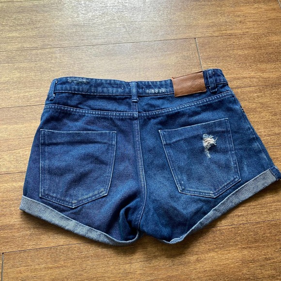 Billabong Hi-Rise Cut-Off Shorts Denim Blue Cotton Stretch Medium Wash Size 30 - Picture 2 of 11